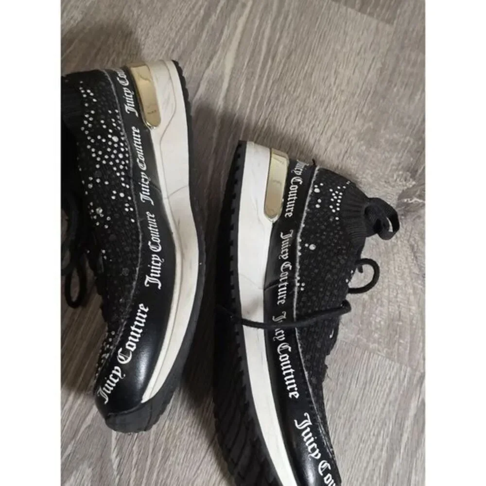 Juicy Couture‎ Bellamy Black Rhinestone Lace-up Sneakers Size 6 - Picture 12 of 13